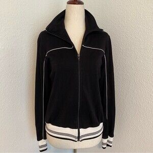 Cal Sport Super Sexy Black White Athletic Full Zip 2 Pocket Jacket Size S